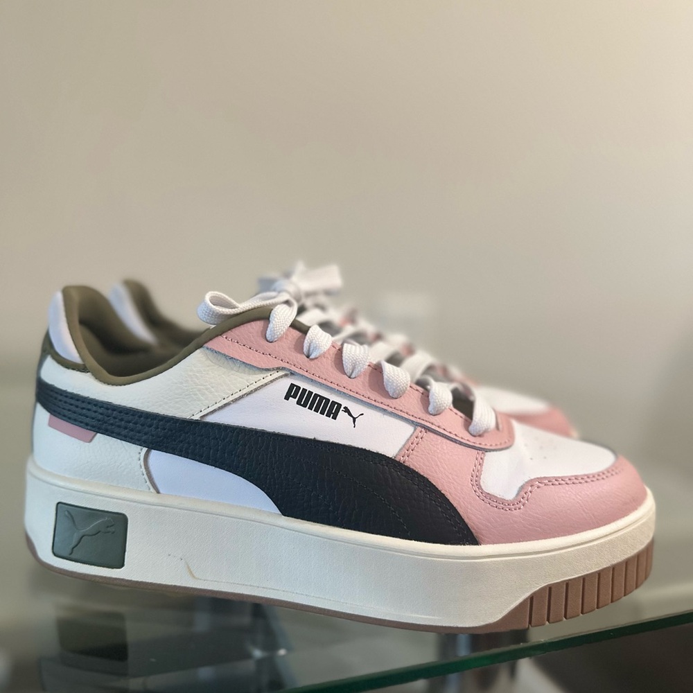 Puma Pink and White Retro-Inspired Sneakers